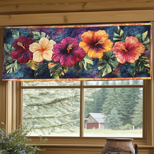 Vibrant Hibiscus WY1407019CL Quilted Valance