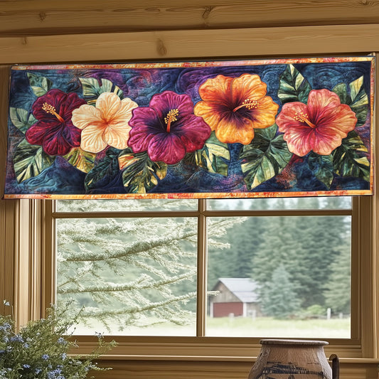 Vibrant Hibiscus WY1407019CL Quilted Valance