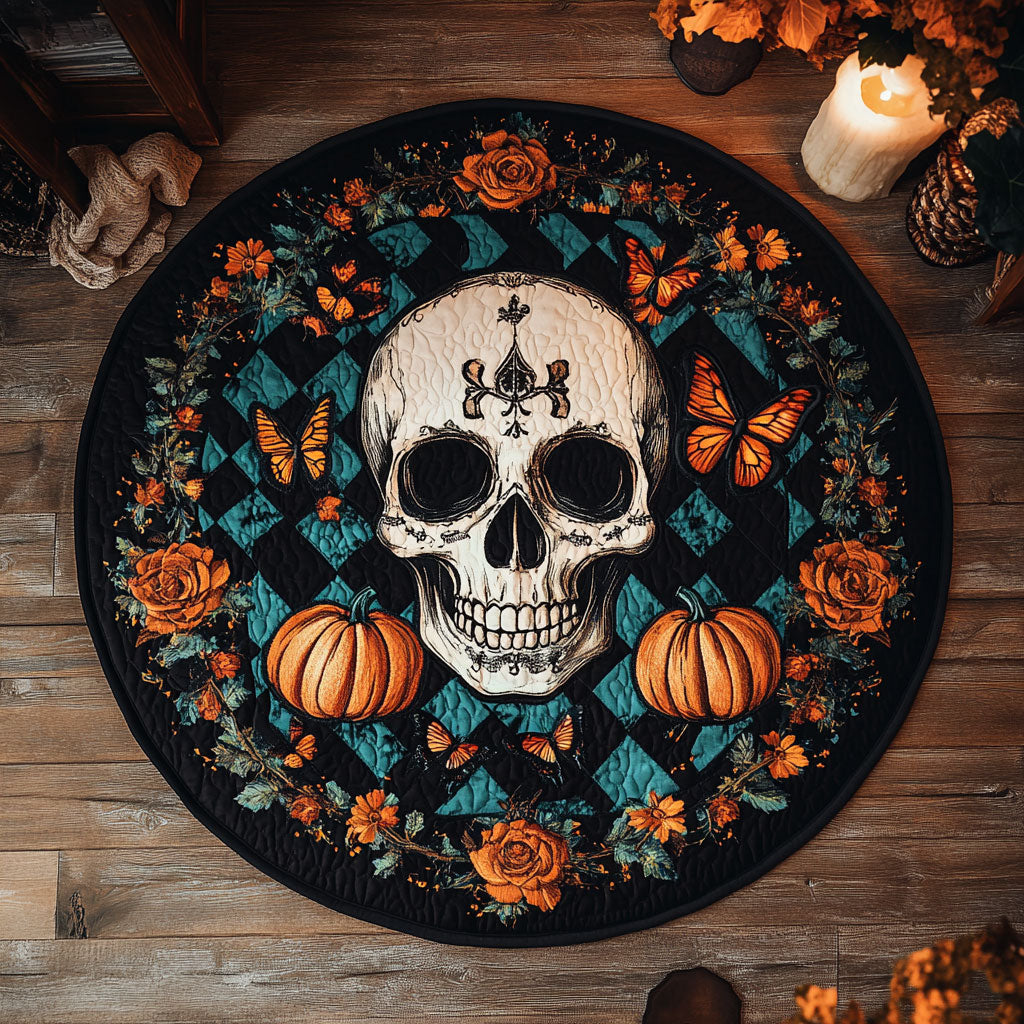 Crimson Skull WN1308030CL Quilted Round Mat