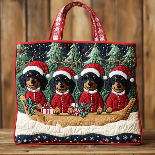 Dachshund in Snow CW1211014CL Quilted Tote Bag