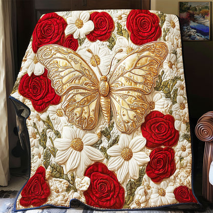 Gold Butterfly In Flower WY0602151CL Quilt