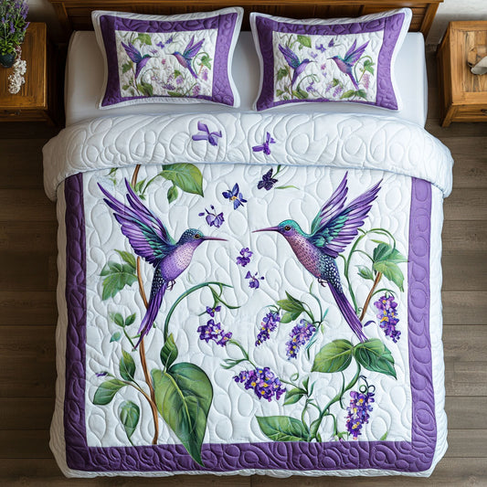 Hummingbird In Purple Garden WY0502063CL Duvet Cover Set