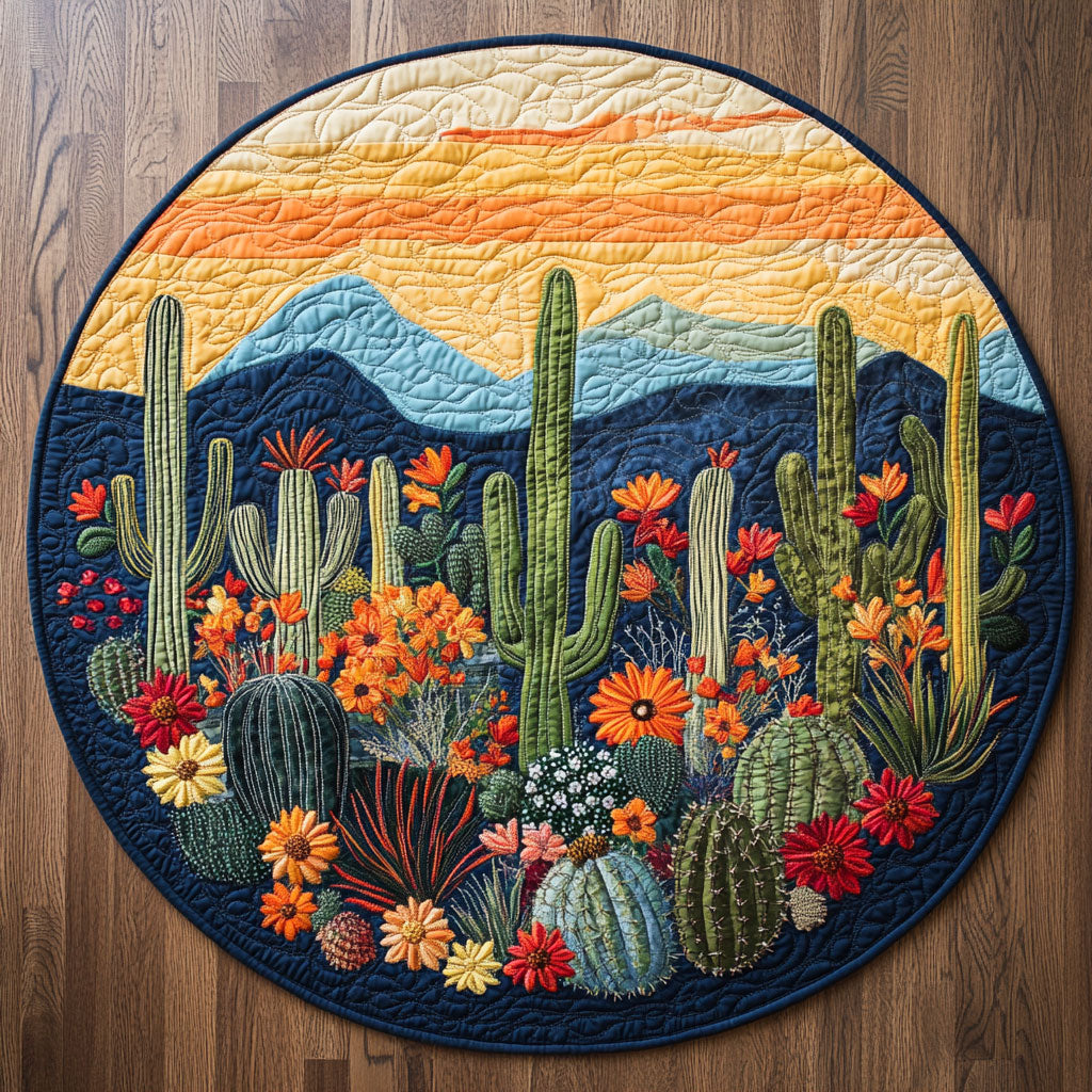 Desert Cactus LT2411007CL Quilted Round Mat