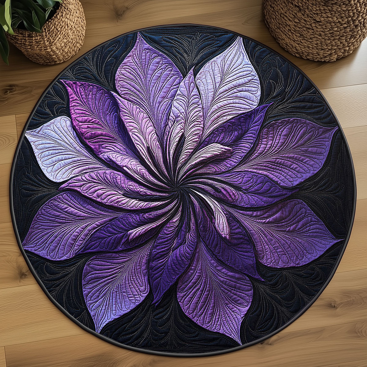 Violet Petal Elegance WP2003099CL Quilted Round Mat