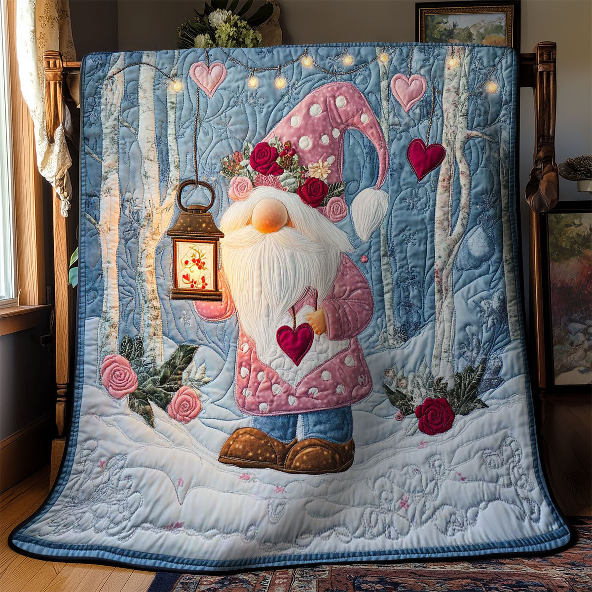 Gnome Lantern Heart WN2512008CL Quilt