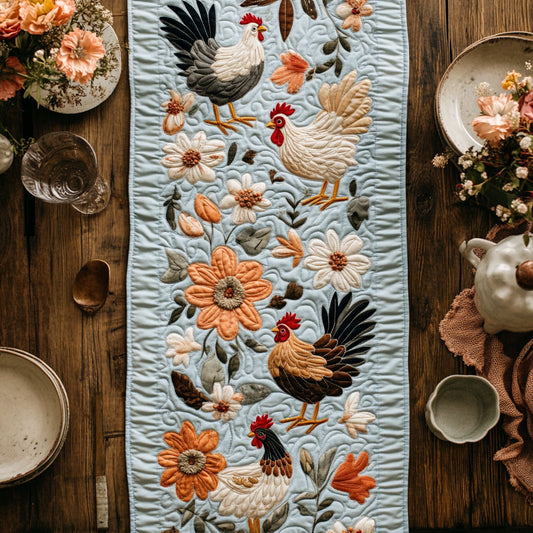 Floral Chicken CW2105305CL Quilted Table Runner
