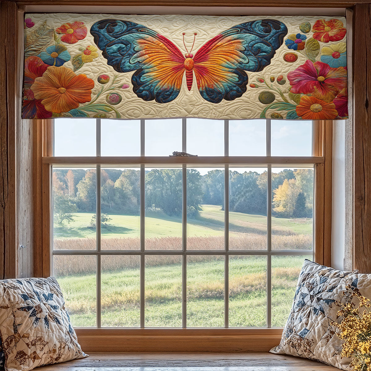 Butterfly Flower WX1405003CL Quilted Valance