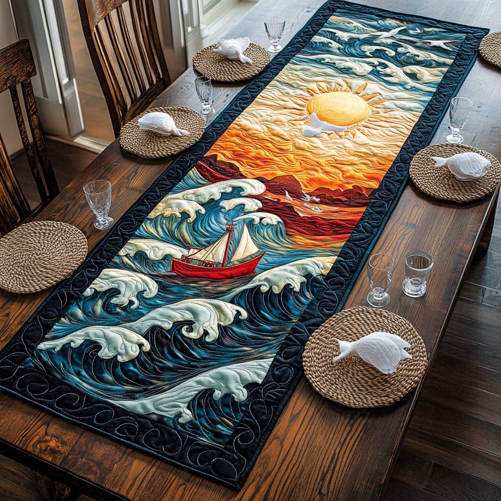 Majestic Sea CQ1205027CL Quilted Table Runner
