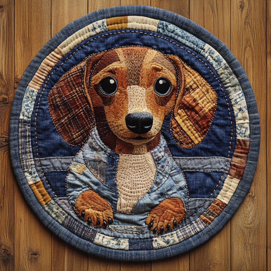 Autumn Dachshund WN0207001CL Quilted Round Mat