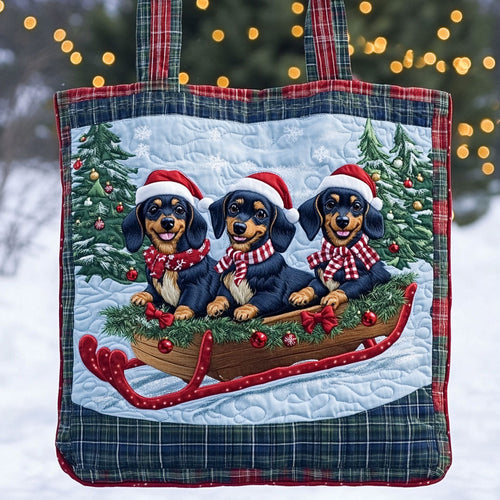 North Pole Dachshund WN1211077CL Quilted Tote Bag