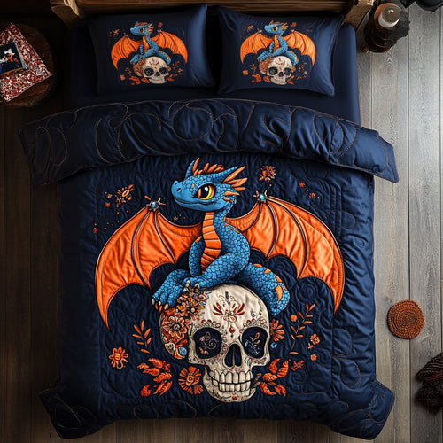 Cute Dragon In Skull WY2006023CL Duvet Cover Set