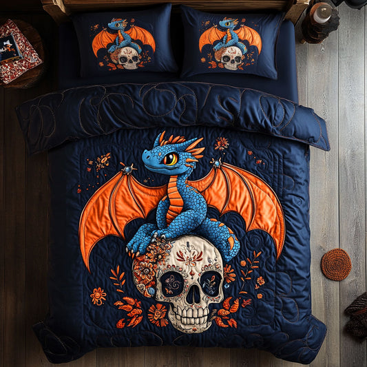 Cute Dragon In Skull WY2006023CL Duvet Cover Set