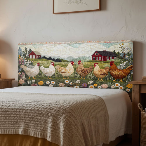 Rustic Chicken Meadow CW2312022CL Quilted Headboard Slipcover