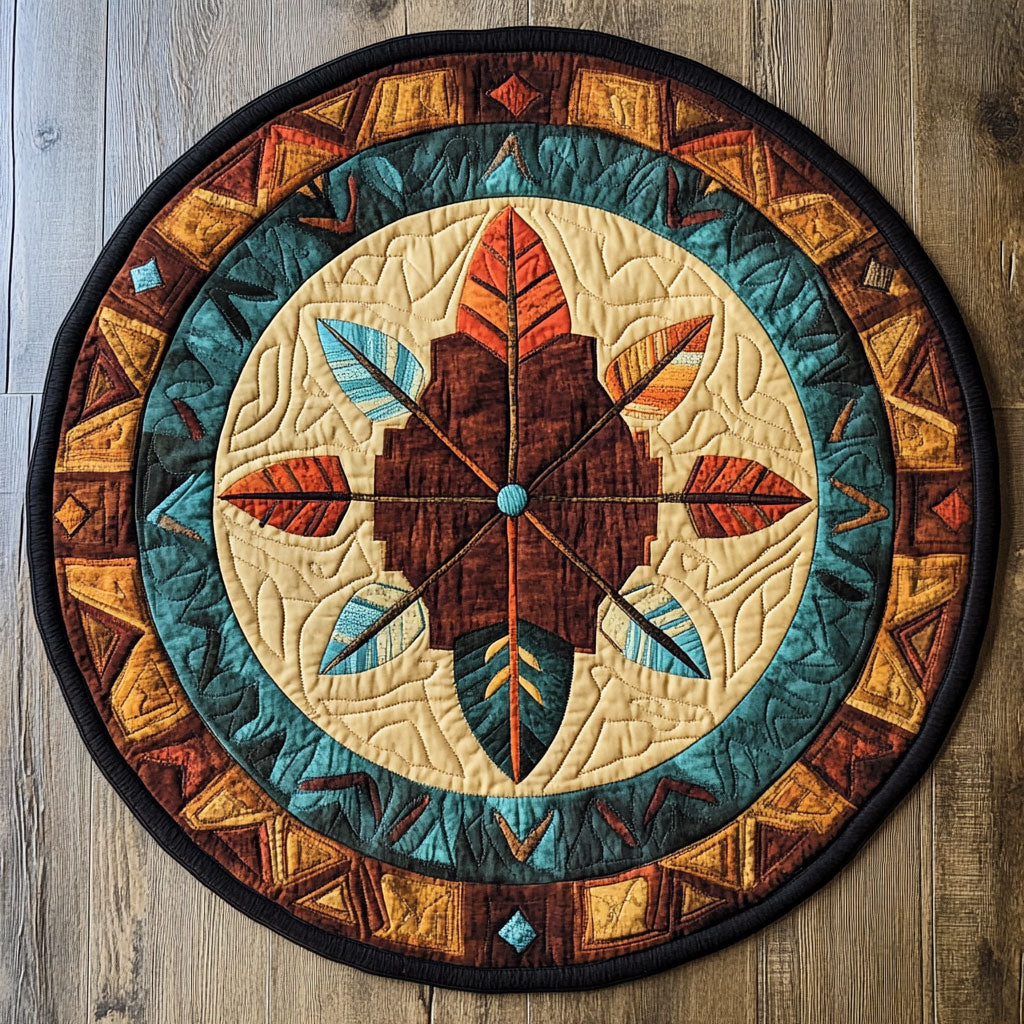 Native Earth Bloom WN1407044CL Quilted Round Mat