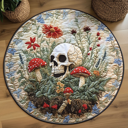 Whimsy Skull Patch WN1607064CL Quilted Round Mat