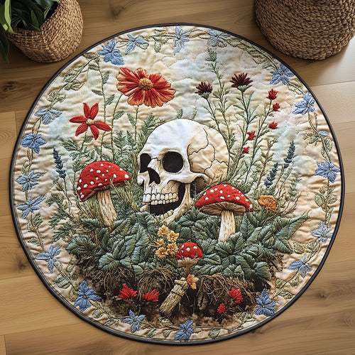 Whimsy Skull Patch WN1607064CL Quilted Round Mat