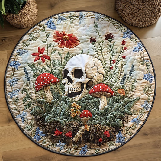 Whimsy Skull Patch WN1607064CL Quilted Round Mat