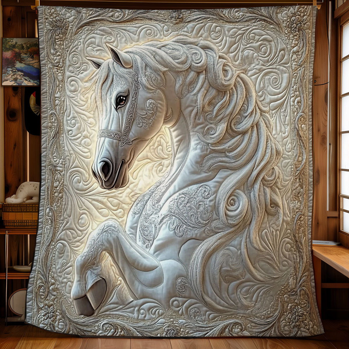 Cream Horse WY3112006CL Quilt