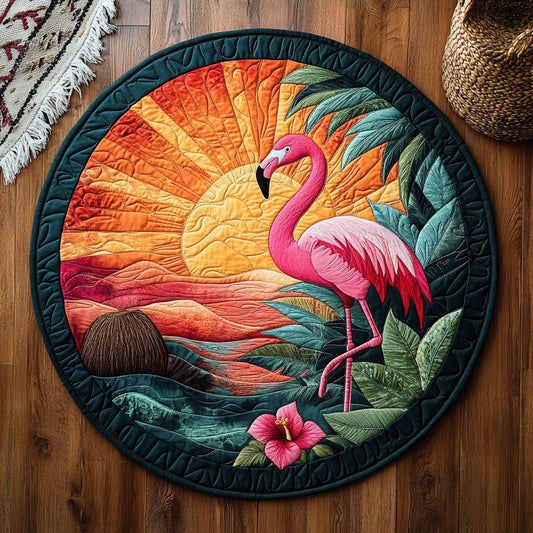 Caribbean Flamingo Sunset WY3006026CL Quilted Round Mat