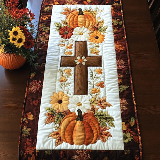 Autumn Pumpkin And Cross XR2509024CL Quilted Table Runner