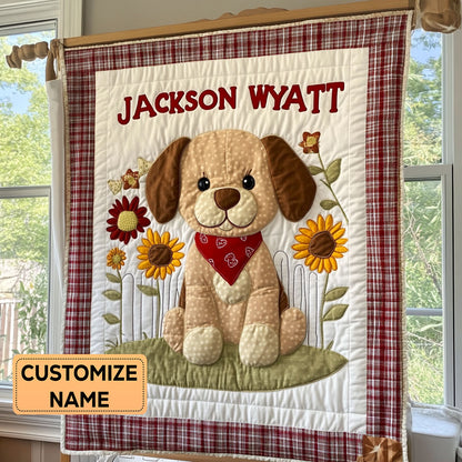 Woofy Smile CP0108054CL Personalized Baby Quilt