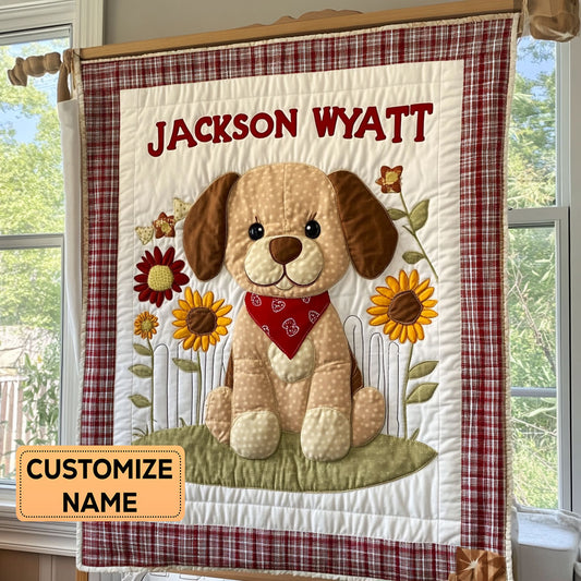 Woofy Smile CP0108054CL Personalized Baby Quilt