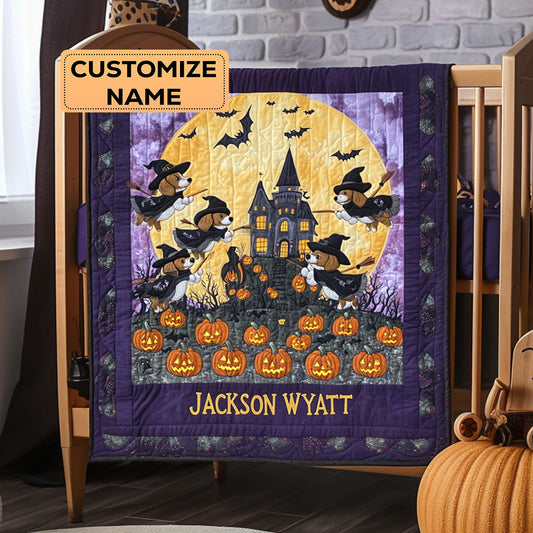 Witchy Dachshund Halloween WY3007033CL Personalized Baby Quilt