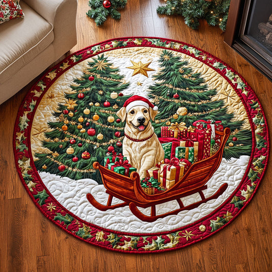 Happy Festive Golden CW2108007CL Quilted Round Mat