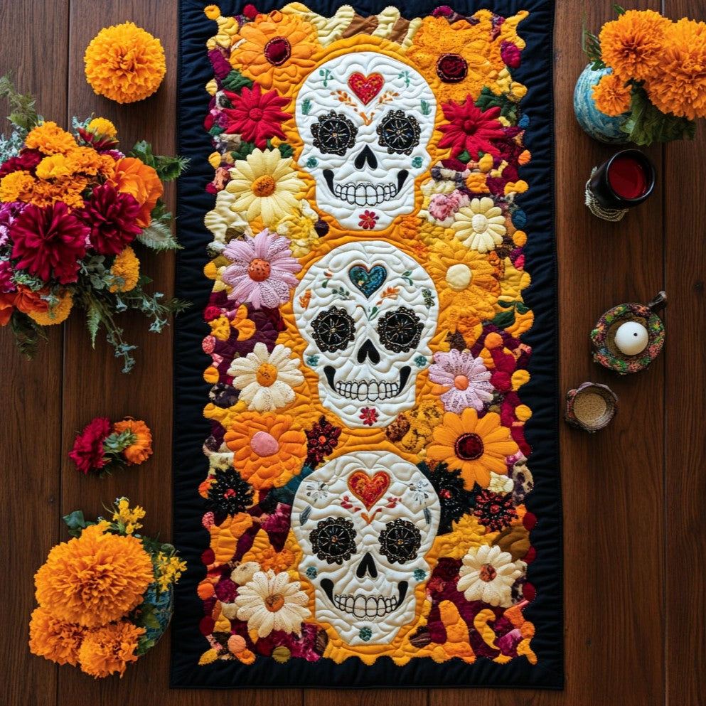 Marigold Skull WY0506042CL Quilted Table Runner