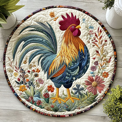 Floral Chicken CW1906020CL Quilted Round Mat