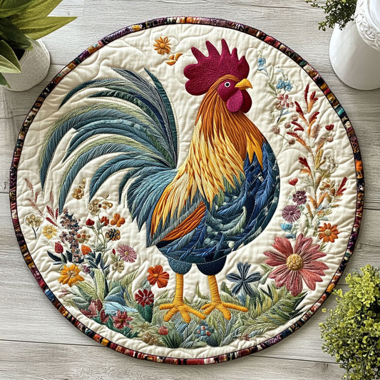 Floral Chicken CW1906020CL Quilted Round Mat