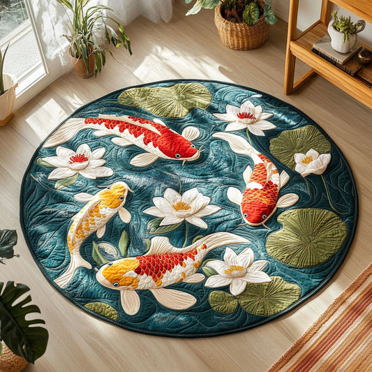 Lotus Koi Lake CW0409005CL Quilted Round Mat