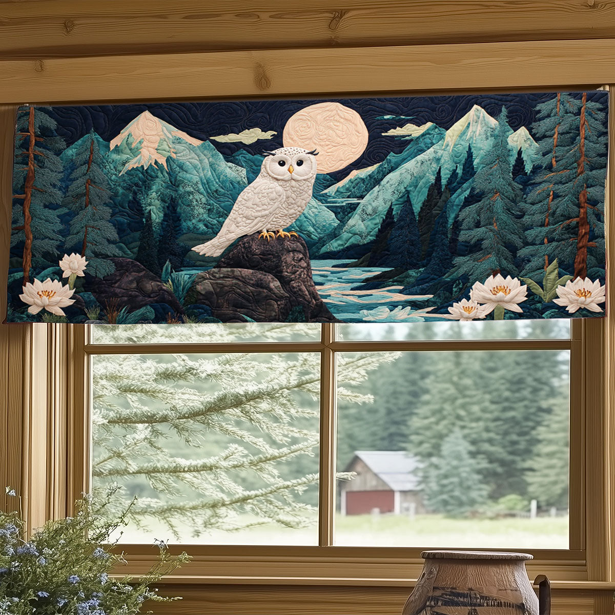 Mystical Moonlit Owl WJ2404039CL Quilted Valance