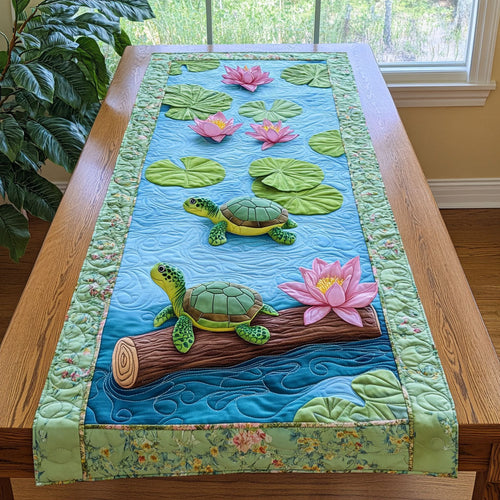 Lotus Turtle WJ2504017CL Quilted Table Runner
