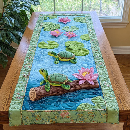 Lotus Turtle WJ2504017CL Quilted Table Runner