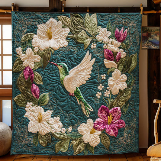 Floral Wreath And Hummingbird WY2403008CL Quilt