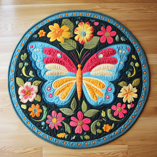 Vibrant Butterfly WX2005046CL Quilted Round Mat