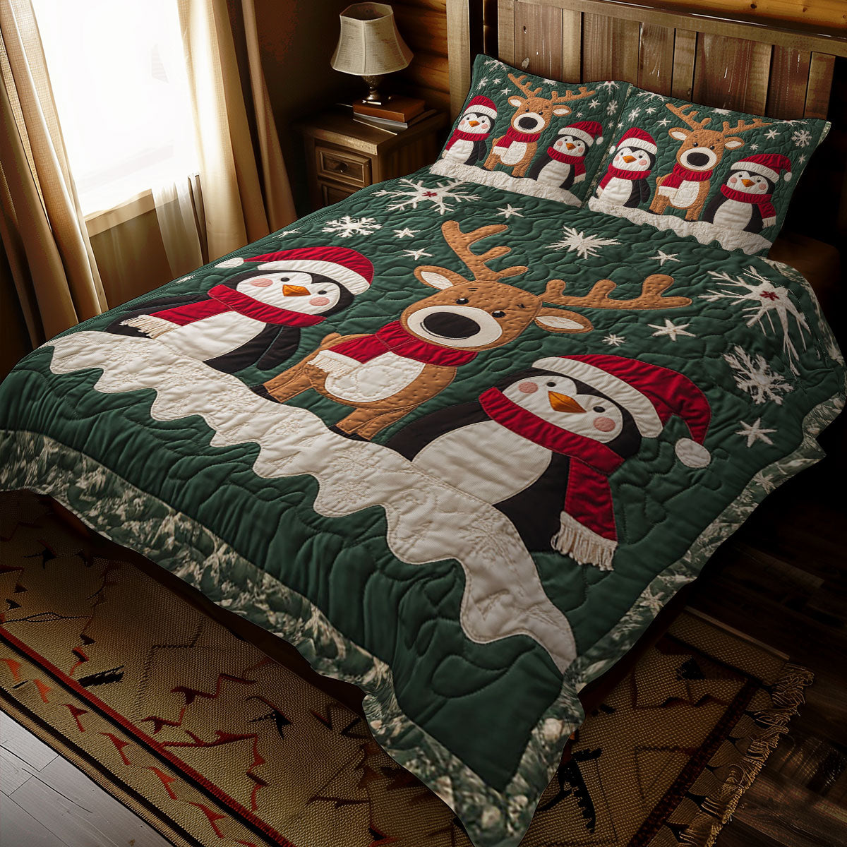 Christmas Reindeer And Penguin WJ2611034CL Duvet Cover Set