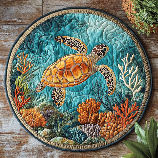 Sea Turtle CW2306039CL Quilted Round Mat