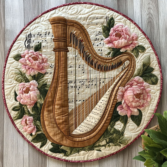 Floral Harp CW0506017CL Quilted Round Mat