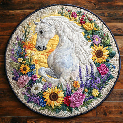 Floral Horse CW1707017CL Quilted Round Mat