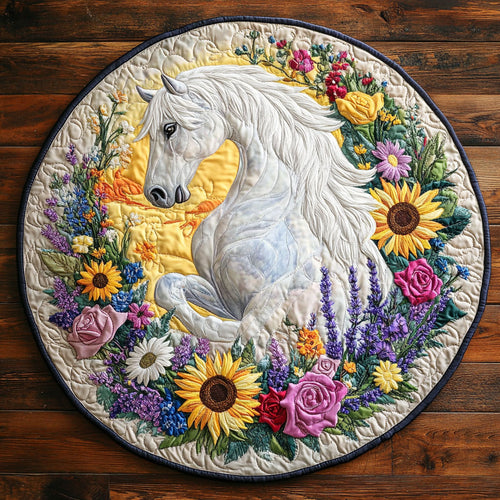 Floral Horse CW1707017CL Quilted Round Mat
