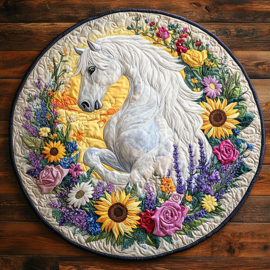 Floral Horse CW1707017CL Quilted Round Mat