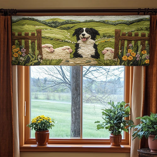 Happy Border Collie WX0905027CL Quilted Valance