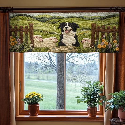 Happy Border Collie WX0905027CL Quilted Valance