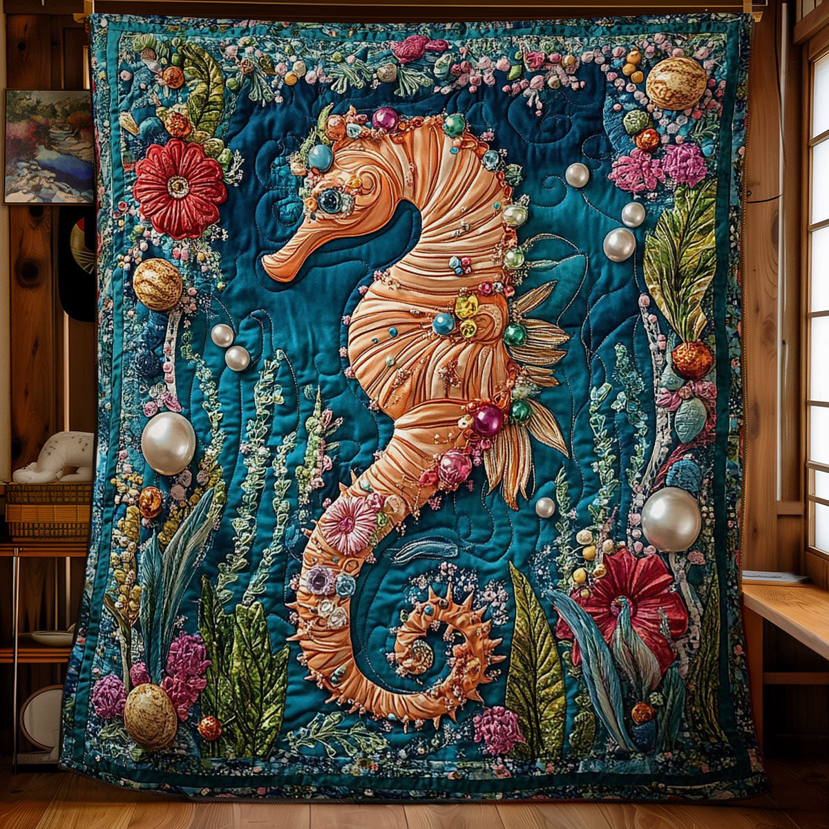 Beautiful Seahorse WY1801049CL Quilt