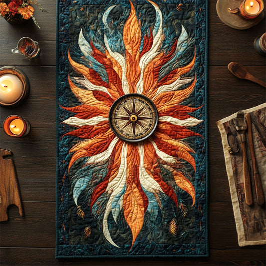 Mystic Feather Compass WY1905042CL Quilted Table Runner