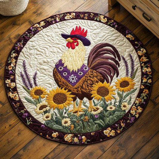 Sunflower Rooster WN2804063CL Quilted Round Mat
