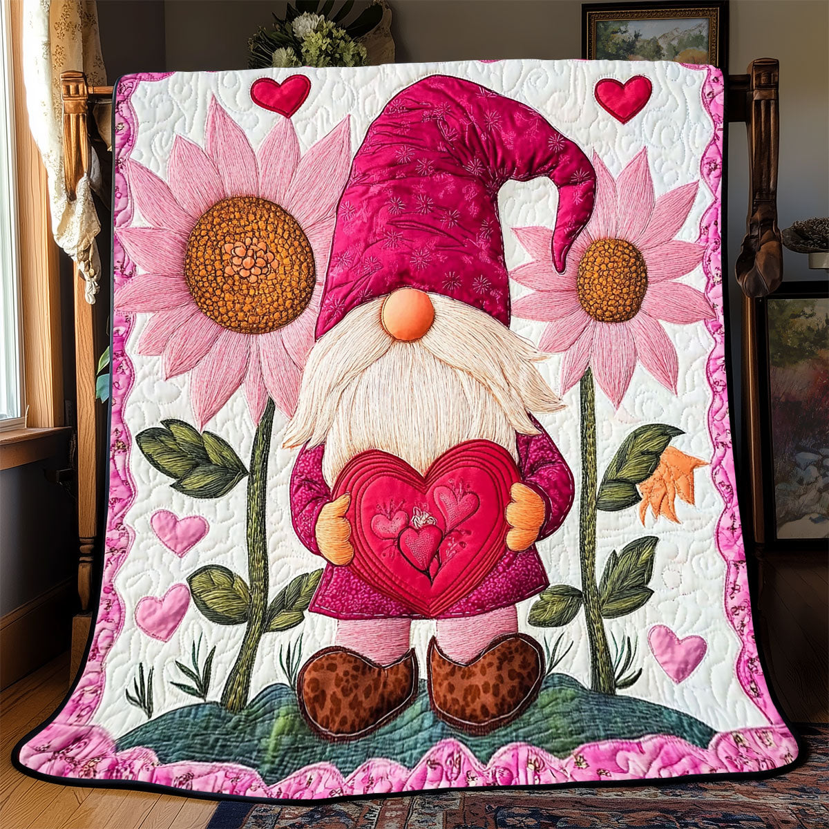 Sunflower Gnome Valentine WX2101049CL Quilt