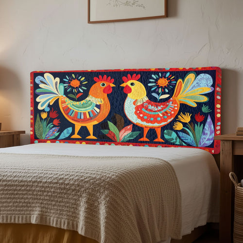 Folk Rooster CW1512014CL Quilted Headboard Slipcover
